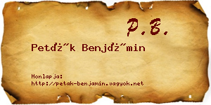 Peták Benjámin névjegykártya