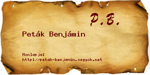 Peták Benjámin névjegykártya